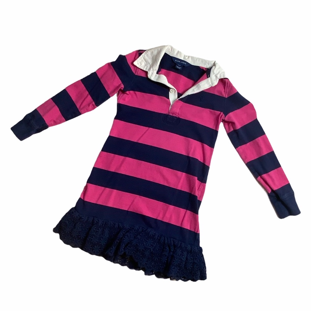 Ralph Lauren Girl’s Long Sleeve Polo Ruffle Dress